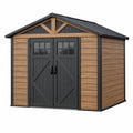 Gartenhaus 200 x 150 x 200 cm Stahl Holzoptik Anthrazit mit Doppeltür