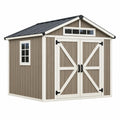 Gartenhaus 191 x 131 cm Kunststoff Taupe Weiß mit Doppeltür Satteldach