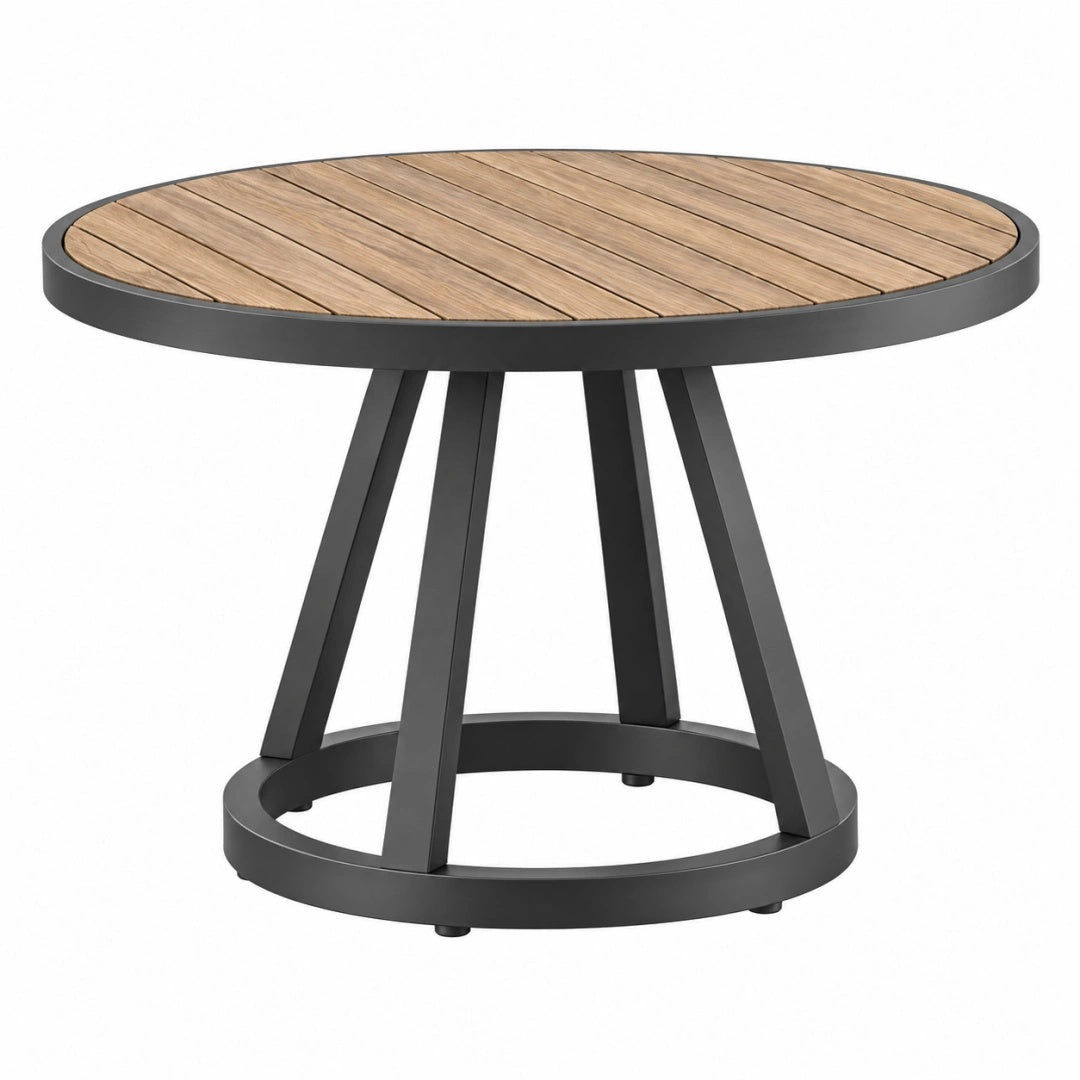 Gartentisch Ø100 cm Holz Metall Braun Schwarz rund