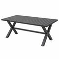 Gartentisch 180 x 90 x 75 cm Schwarz Metall mit Lamellenplatte und X-Gestell