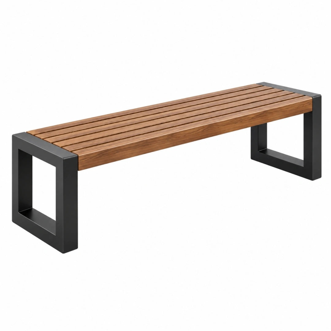 Gartenbank 150 x 40 x 45 cm Holz Braun Metall Schwarz modern