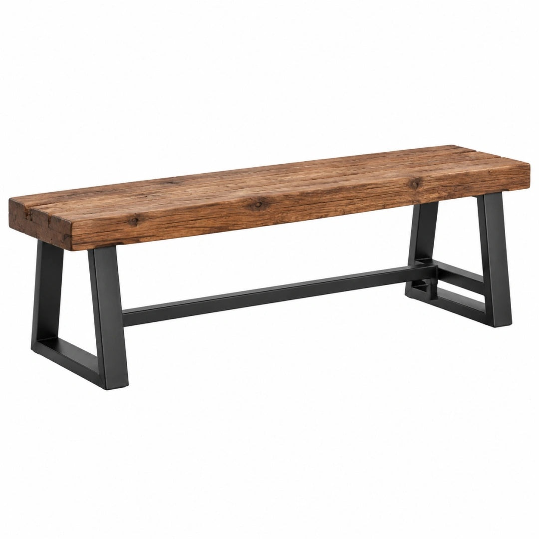 Sitzbank 160 x 35 x 45 cm Massivholz Braun mit Metallgestell im Industrialstil