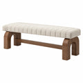 Sitzbank 160 x 45 x 48 cm Creme/Braun Textil Holz gepolstert moderner Stil