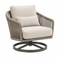 Drehsessel 85 x 82 x 88 cm Beige mit Kunstfasergeflecht und Metallgestell für Außenbereich