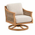 Drehsessel 80 x 85 x 90 cm Holz Beige mit Kordelbespannung
