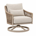 Drehbarer Gartensessel 78 x 75 x 85 cm aus Metall und Seilgeflecht Beige für Terrasse