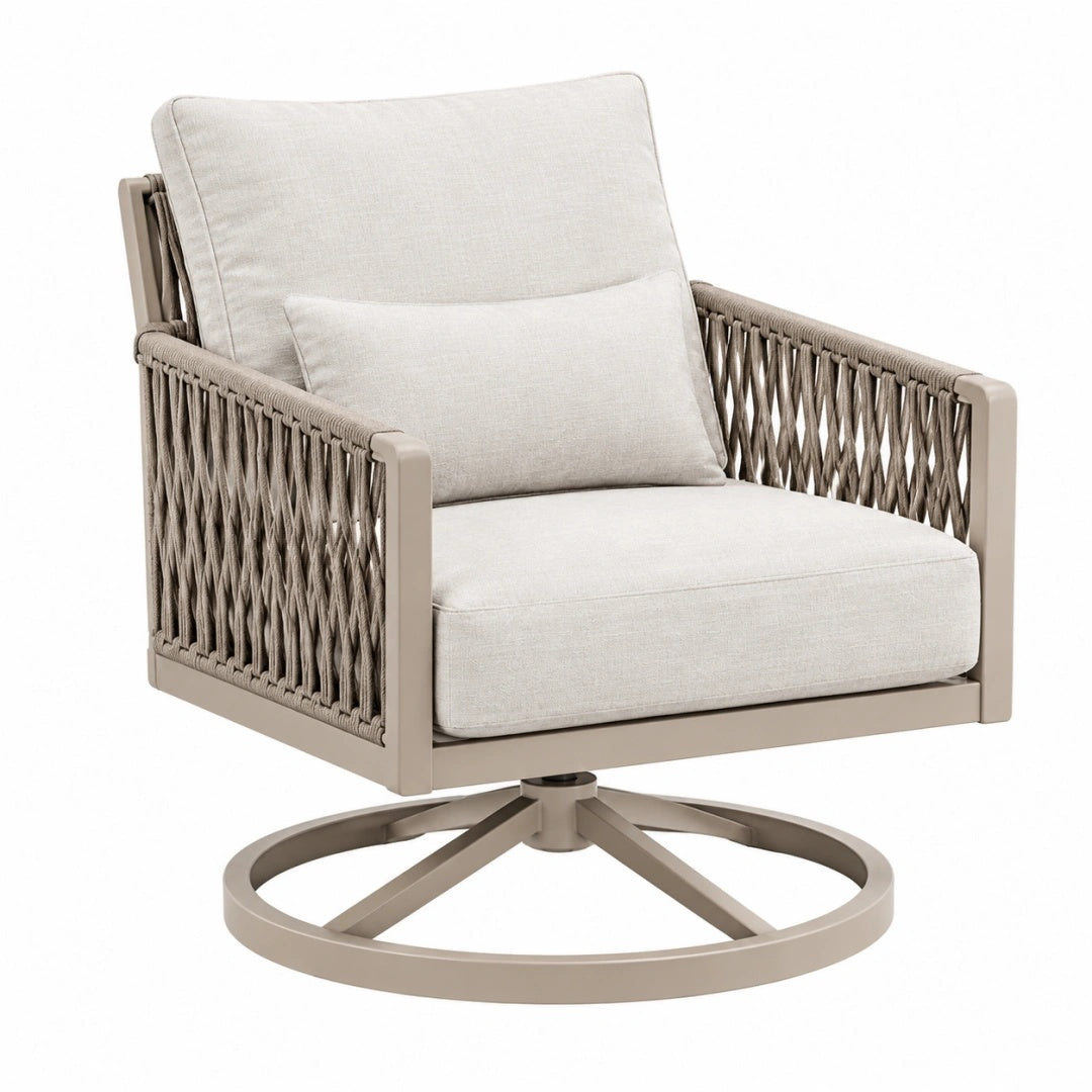 Drehbarer Loungesessel 82 x 85 x 91 cm Taupe Metall Seilgeflecht
