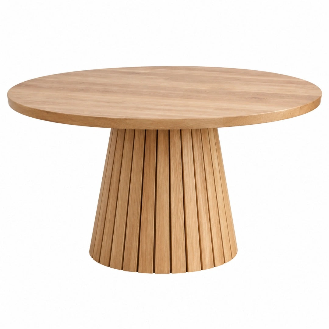 Runder Esstisch 120 cm Holz Natur - Lamellenfuß