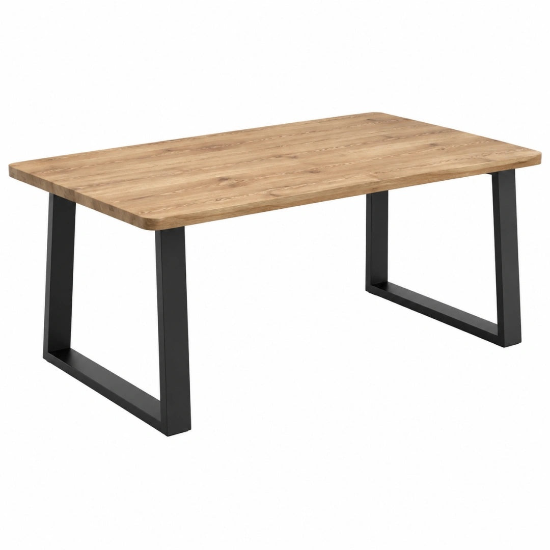 Esstisch 160 x 90 x 75 cm Holz Natur mit Metallgestell Schwarz im Industriestil
