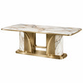 Esstisch 180 x 90 x 75 cm in Weiß Gold mit Marmoroptik und Metallgestell