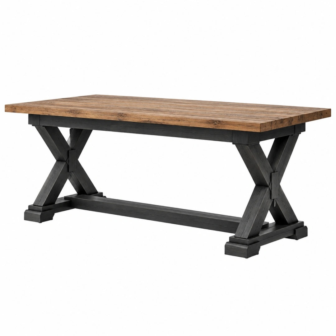 Esstisch 180 x 90 x 76 cm aus Holz Braun Schwarz im Landhausstil