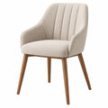Polsterstuhl 60 x 62 x 85 cm Beige Stoff Holzbeine mit Armlehnen